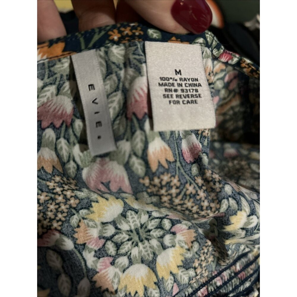 EVIE Green Floral Midi Dress Women’s size M Boho Festival Cottagecore - Picture 13 of 14